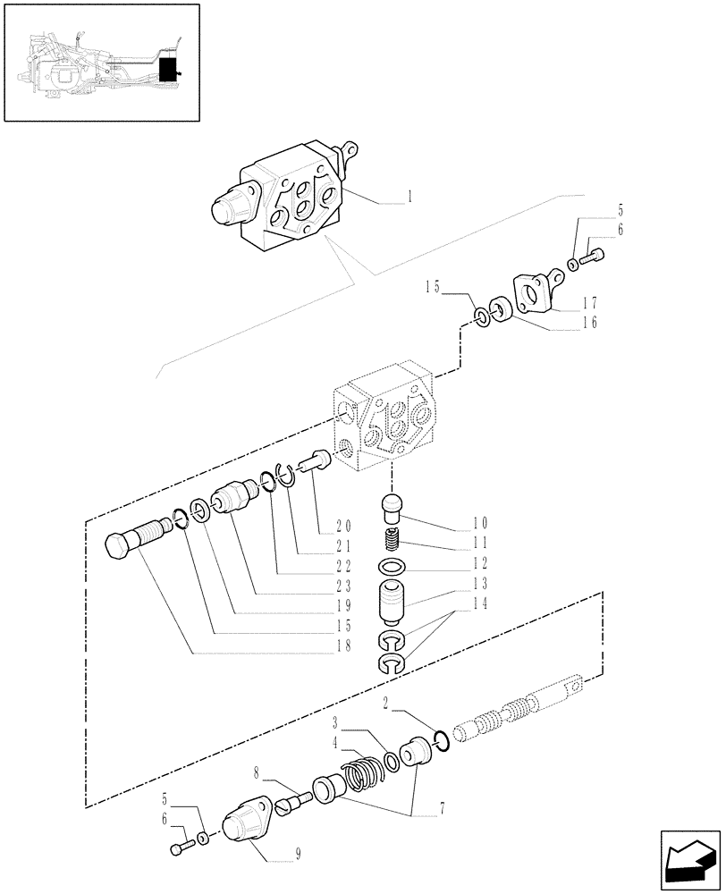 Схема запчастей Case IH JX1100U - (1.82.7/01C) - FRONT CONTROL VALVE ELEMENT - BREAKDOWN (07) - HYDRAULIC SYSTEM