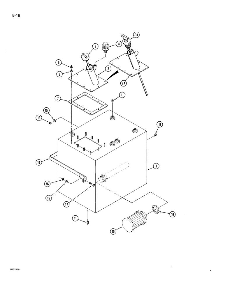 Схема запчастей Case IH 9230 - (8-018) - HYDRAULIC OIL TANK (08) - HYDRAULICS