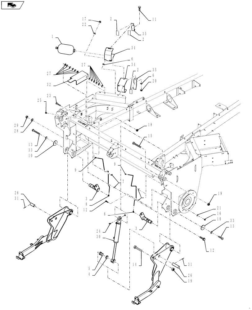 Схема запчастей Case IH WD2303 - (09.01[2.1]) - HEADER LIFT, FROM YCG667001 (09) - HEADER LIFT LINKAGE