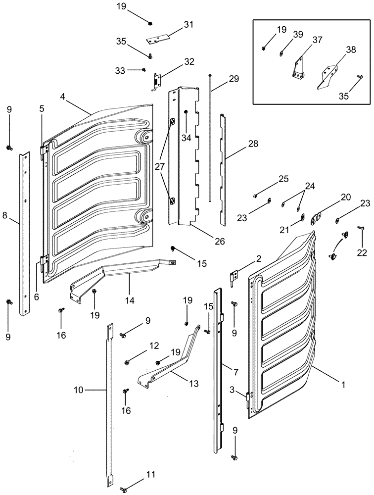 Схема запчастей Case IH 420 - (09A-37) - FRONT AND REAR DOORS (13) - PICKING SYSTEM