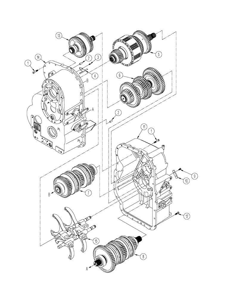 Схема запчастей Case IH STX275 - (06-18) - MANUAL SHIFT TRANSMISSION - SHAFT ASSEMBLIES AND SHIFTER FORKS (06) - POWER TRAIN