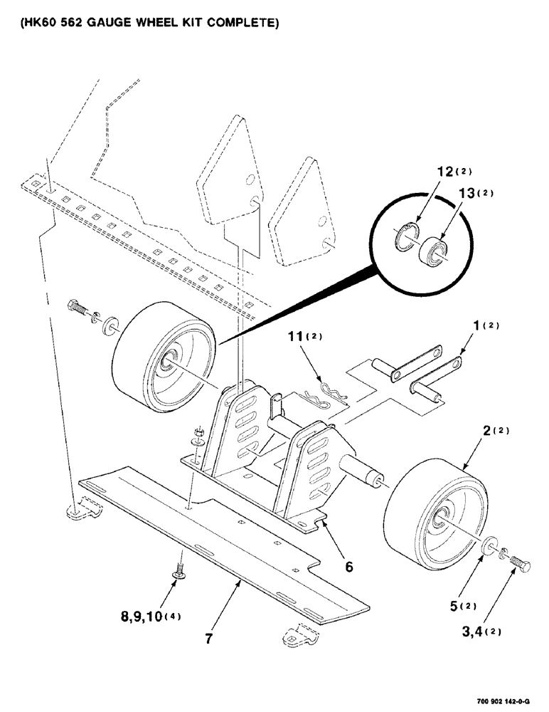 Схема запчастей Case IH 8830 - (9-04) - GAUGE WHEEL KIT, 14 FOOT, HK60562 GAUGE WHEEL KIT COMPLETE (09) - CHASSIS