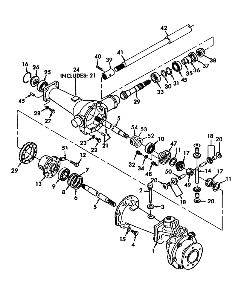 Схема запчастей Case IH DX55 - (04.06) - FRONT DIFFERENTIAL GEARS W/FWD (04) - FRONT AXLE & STEERING