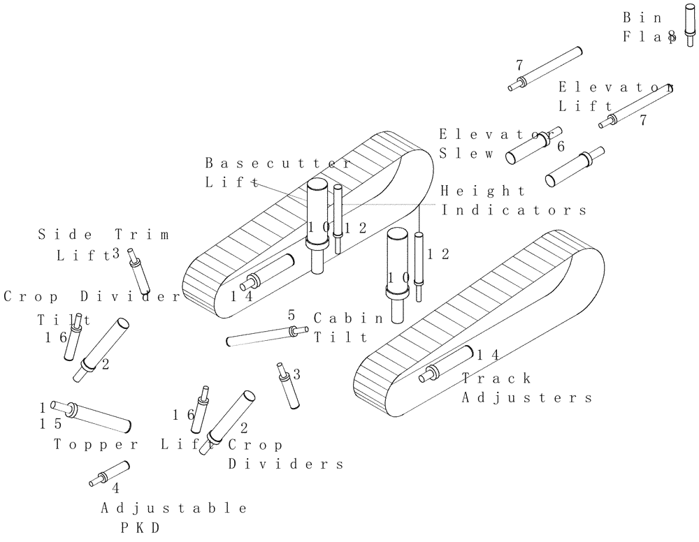 Схема запчастей Case IH 7700 - (B01.02[01]) - Hydraulic Cylinders {7700} {Location} (35) - HYDRAULIC SYSTEMS