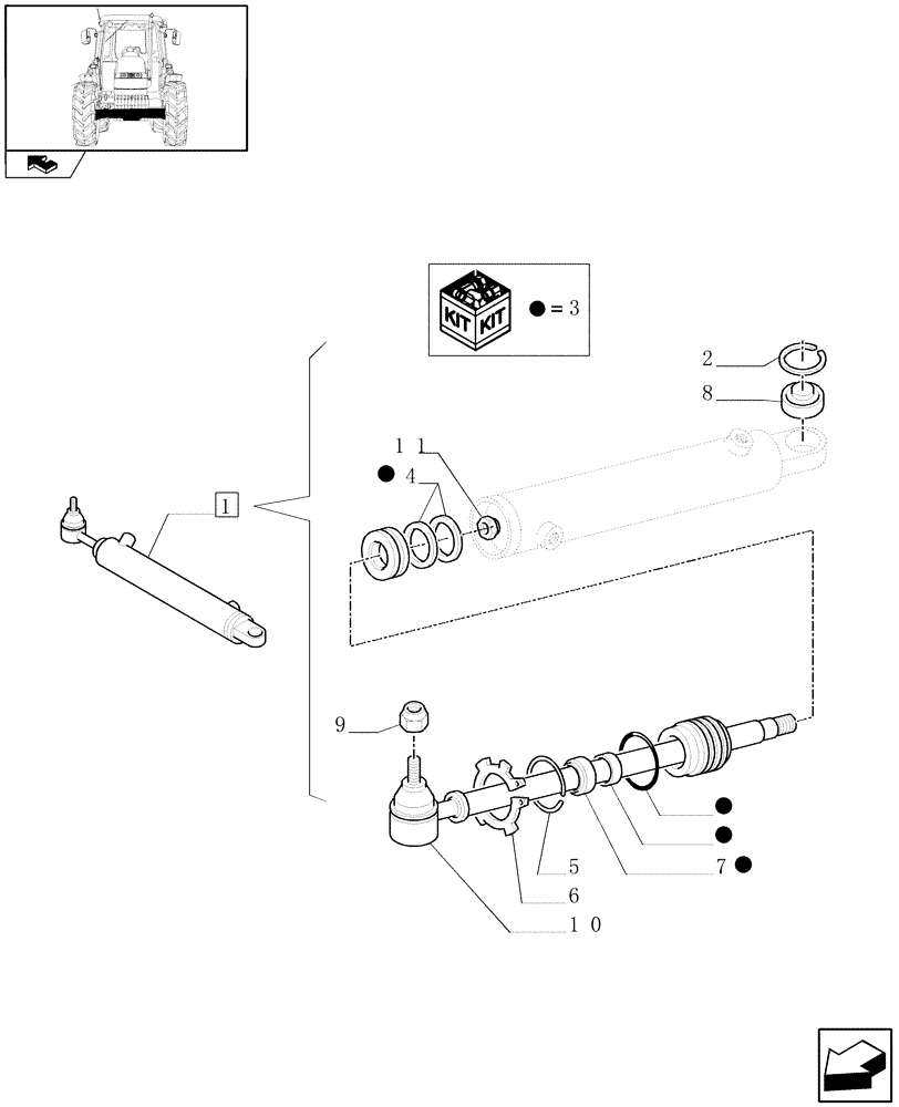 Схема запчастей Case IH FARMALL 60 - (1.41.0/ A[01]) - STEERING CONTROL CYLINDER - BREAKDOWN (04) - FRONT AXLE & STEERING