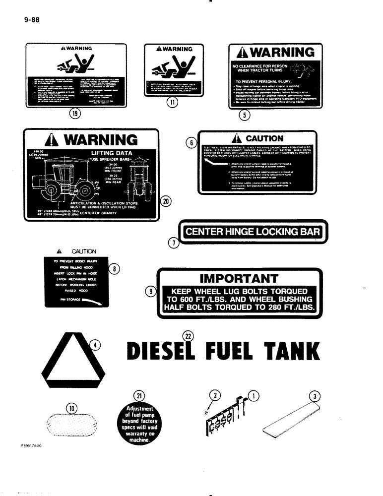 Схема запчастей Case IH 9110 - (9-88) - DECALS (09) - CHASSIS/ATTACHMENTS