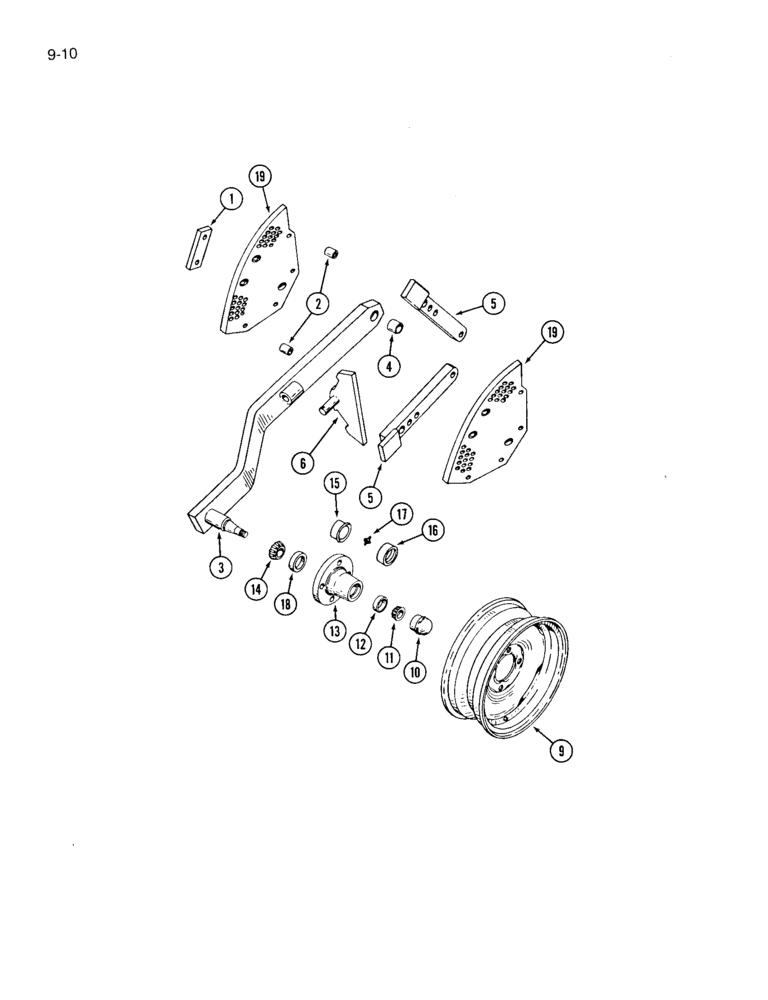 Схема запчастей Case IH 125 - (9-10) - GAUGE WHEEL, FOUR BOLT HUB 