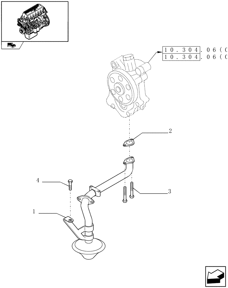 Схема запчастей Case IH 7010 - (10.304.04[03]) - OIL PUMP PIPING - 9010 (10) - ENGINE