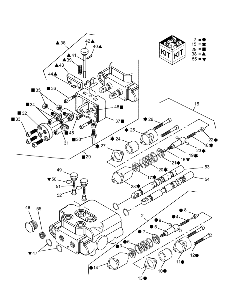 Схема запчастей Case IH L340 - (007) - MID-MOUNT HYDRAULIC CONTROL VALVE 