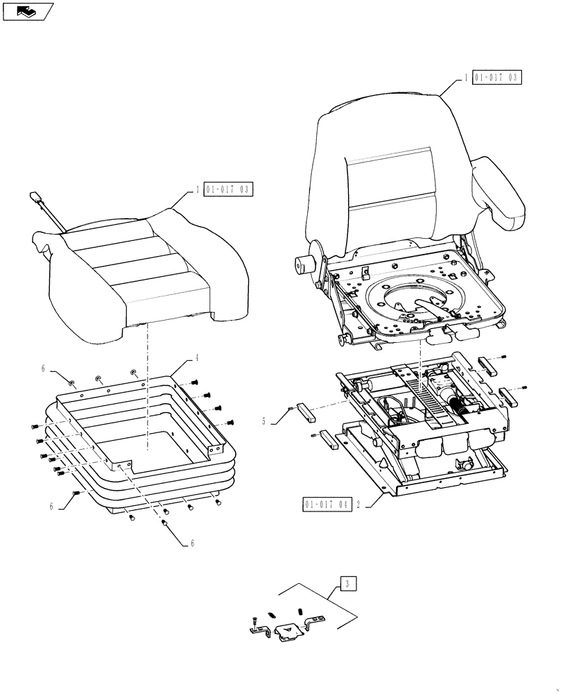 Схема запчастей Case IH 4420 - (01-017[02]) - LUXURY LEATHER SEAT ASSEMBLY Cab Interior