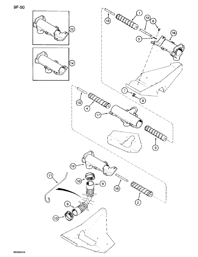 Схема запчастей Case IH 950 - (9F-50) - DRY FERTILIZER HOPPER AUGERS, 12 AND 16 ROW NARROW, FRONT FOLD (09) - CHASSIS/ATTACHMENTS