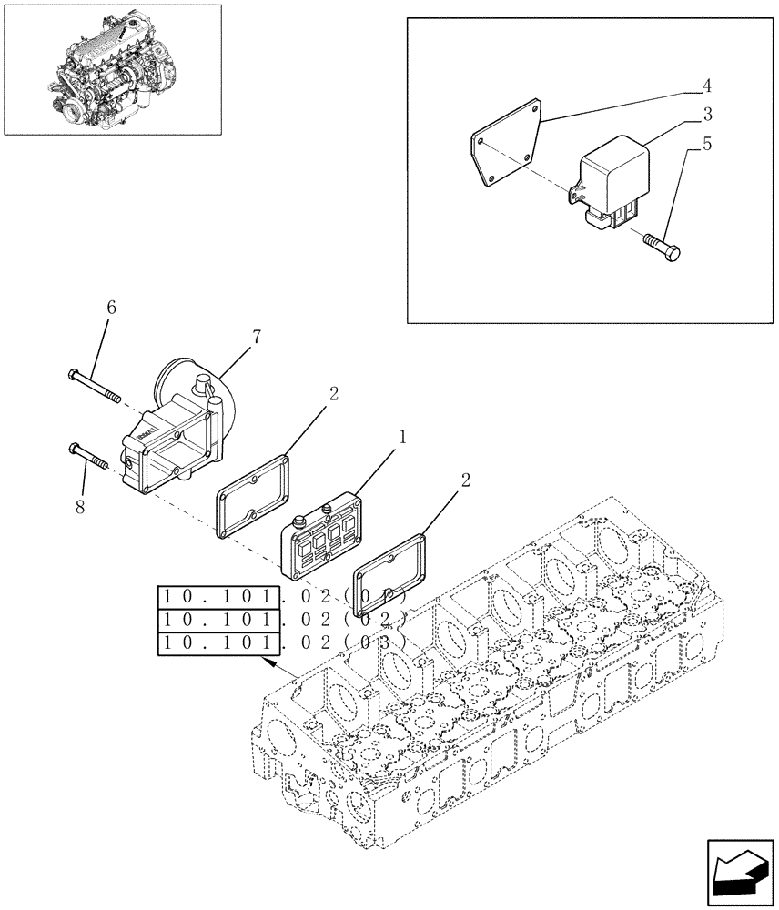 Схема запчастей Case IH 9120 - (10.254.01[03]) - INTAKE MANIFOLD & HEATER - 9120 (10) - ENGINE