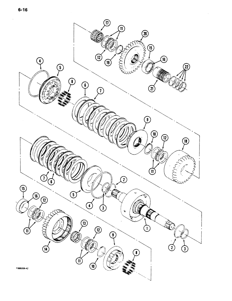 Схема запчастей Case IH 9180 - (6-16) - TRANSMISSION, 7 INCH CLUTCH PACK, INPUT (06) - POWER TRAIN