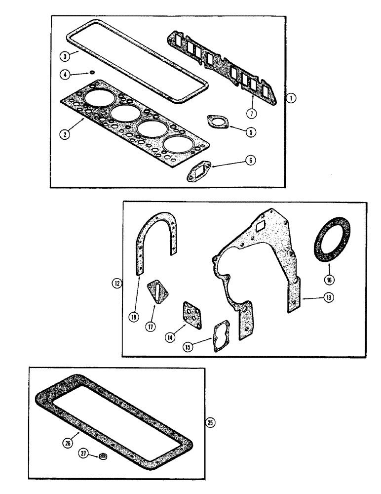 Схема запчастей Case IH 950 - (020) - ENGINE GASKET KITS, VALVE GRIND, CYLINDER BLOCK, OIL PAN 