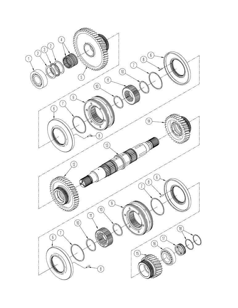 Схема запчастей Case IH STEIGER 335 - (06-38) - MANUAL SHIFT TRANSMISSION - FIFTH SHAFT ASSEMBLY (06) - POWER TRAIN