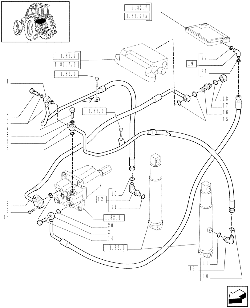 Схема запчастей Case IH MXU100 - (1.82.1[01A]) - LIFTER, LINES - D5151 (07) - HYDRAULIC SYSTEM