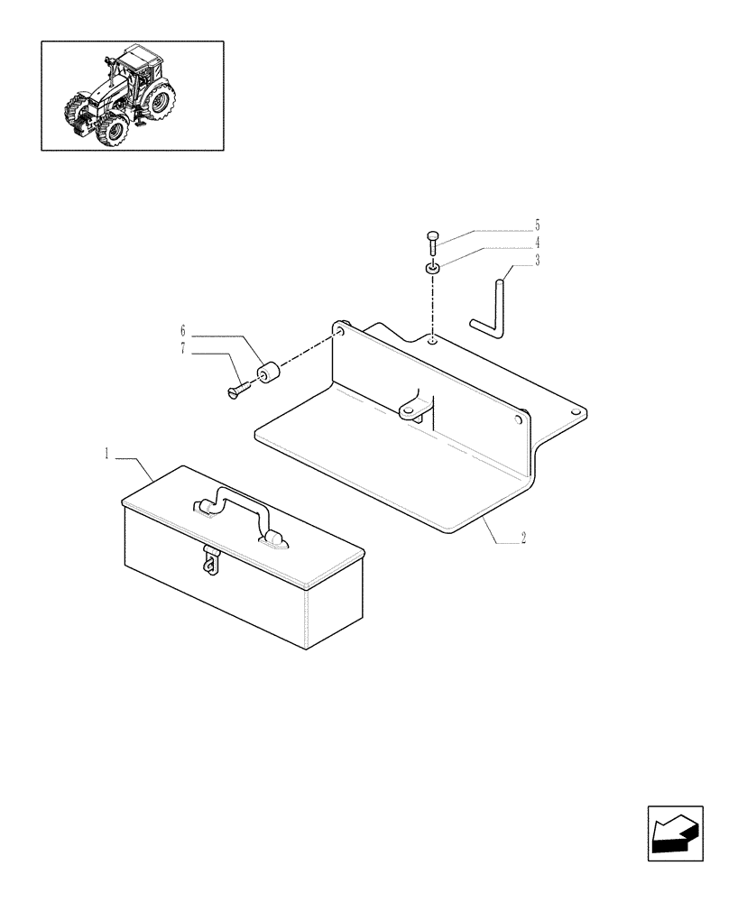 Схема запчастей Case IH MXU125 - (1.90.5/01[01]) - (VAR.990) FITTING TOOLBOX AT FRONT - C5146 (10) - OPERATORS PLATFORM/CAB