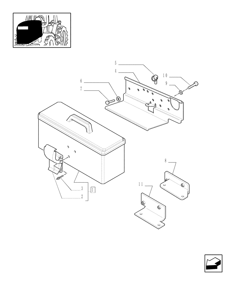 Схема запчастей Case IH MXU110 - (1.90.5) - TOOL BOX (10) - OPERATORS PLATFORM/CAB