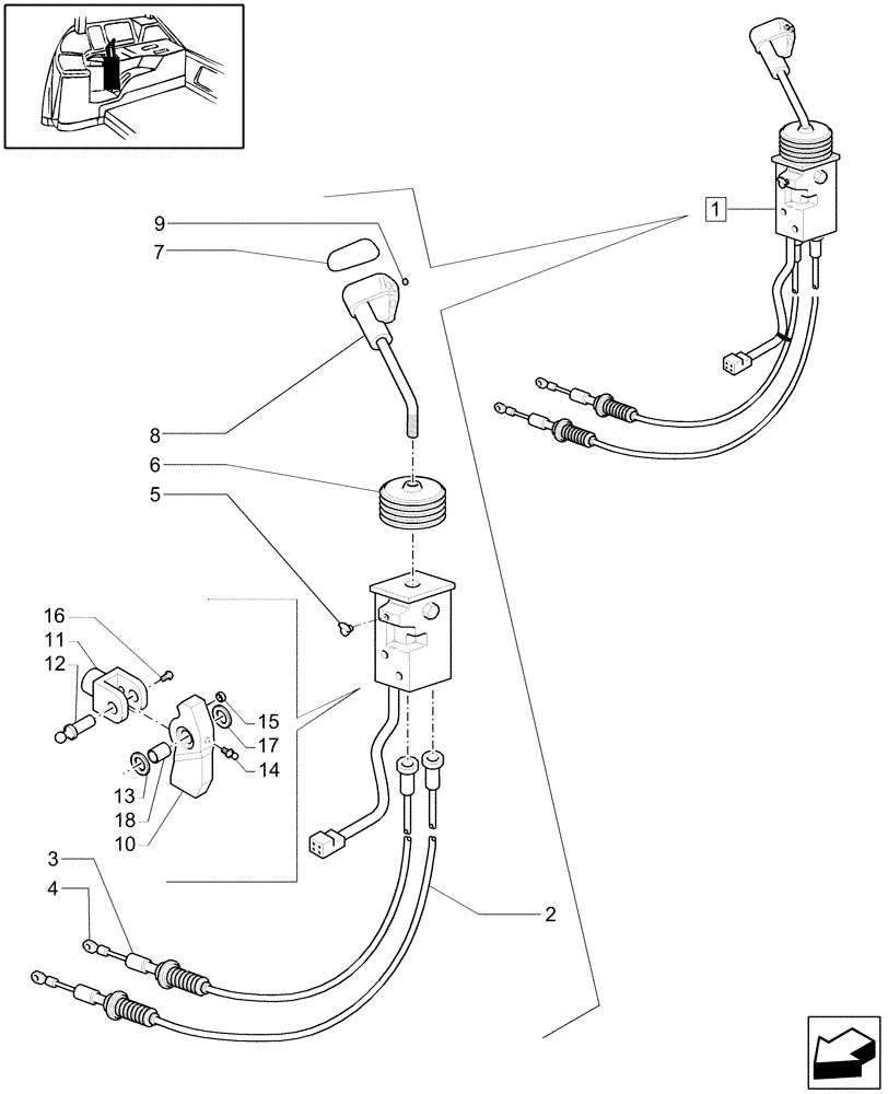 Схема запчастей Case IH MXU135 - (1.96.2/15A) - (VAR.704) JOYSTICK FOR MIDMOUNT - BREAKDOWN (10) - OPERATORS PLATFORM/CAB