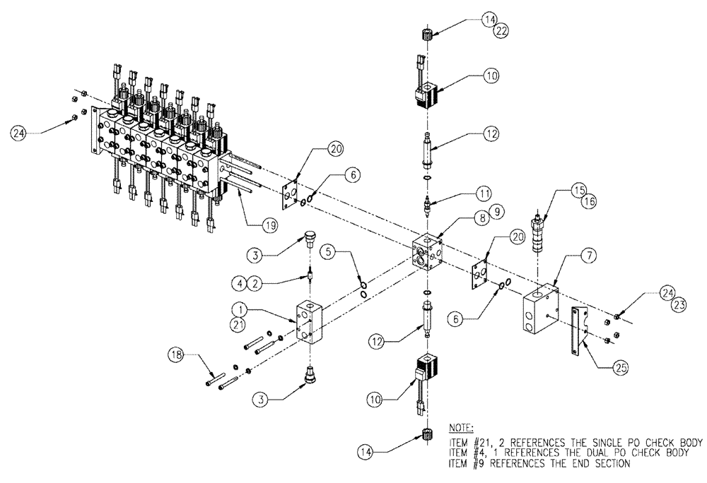 Схема запчастей Case IH SPX3200 - (06-023) - VALVE 8-BANK DIRECTIONAL Hydraulic Plumbing