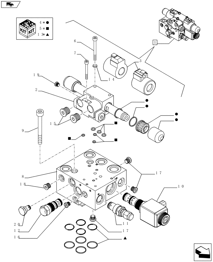 Схема запчастей Case IH PUMA 130 - (41.432.03[01]) - AUTOGUIDANCE VALVES - BREAKDOWN - PUMA 130 & 145 - C9026 (41) - STEERING