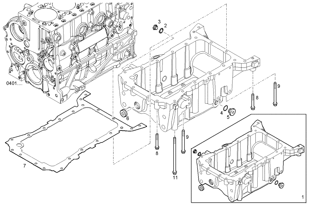 Схема запчастей Case IH F5AE9484A A002 - (0420.250) - OIL SUMP 