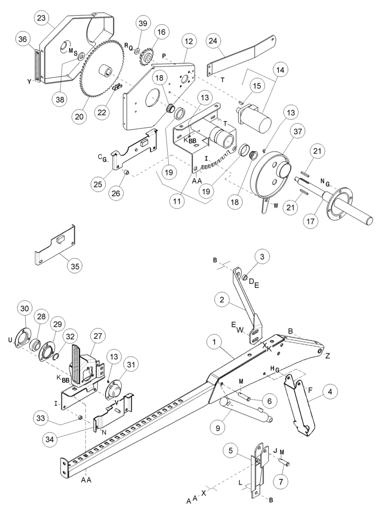 Схема запчастей Case IH 2052 - (09-19) - REEL DRIVE AND SUPPORT ARMS (03) - CHASSIS/MOUNTED EQUIPMENT