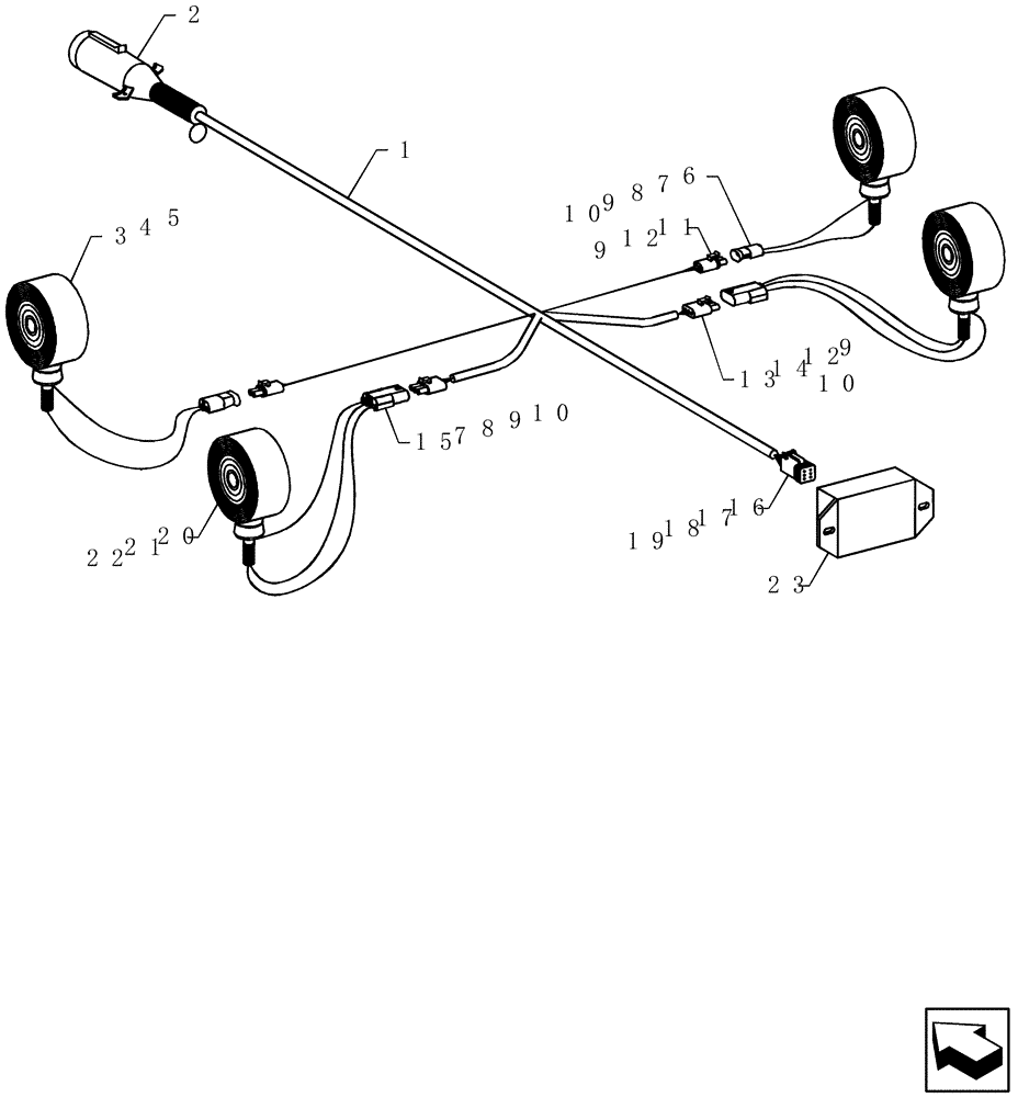 Схема запчастей Case IH SRX160 - (A.40.A[03]) - SAFETY - ELECTRICAL LIGHTING (2ND SERIAL NO. RANGE) A - Distribution Systems