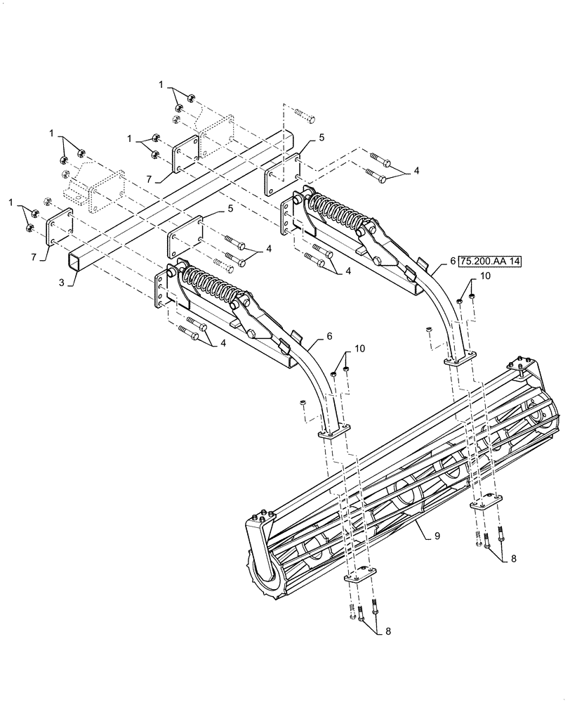 Схема запчастей Case IH 330 TRUE-TANDEM - (75.200.13) - OUTER WING FLAT BASKET MOUNT (75) - SOIL PREPARATION