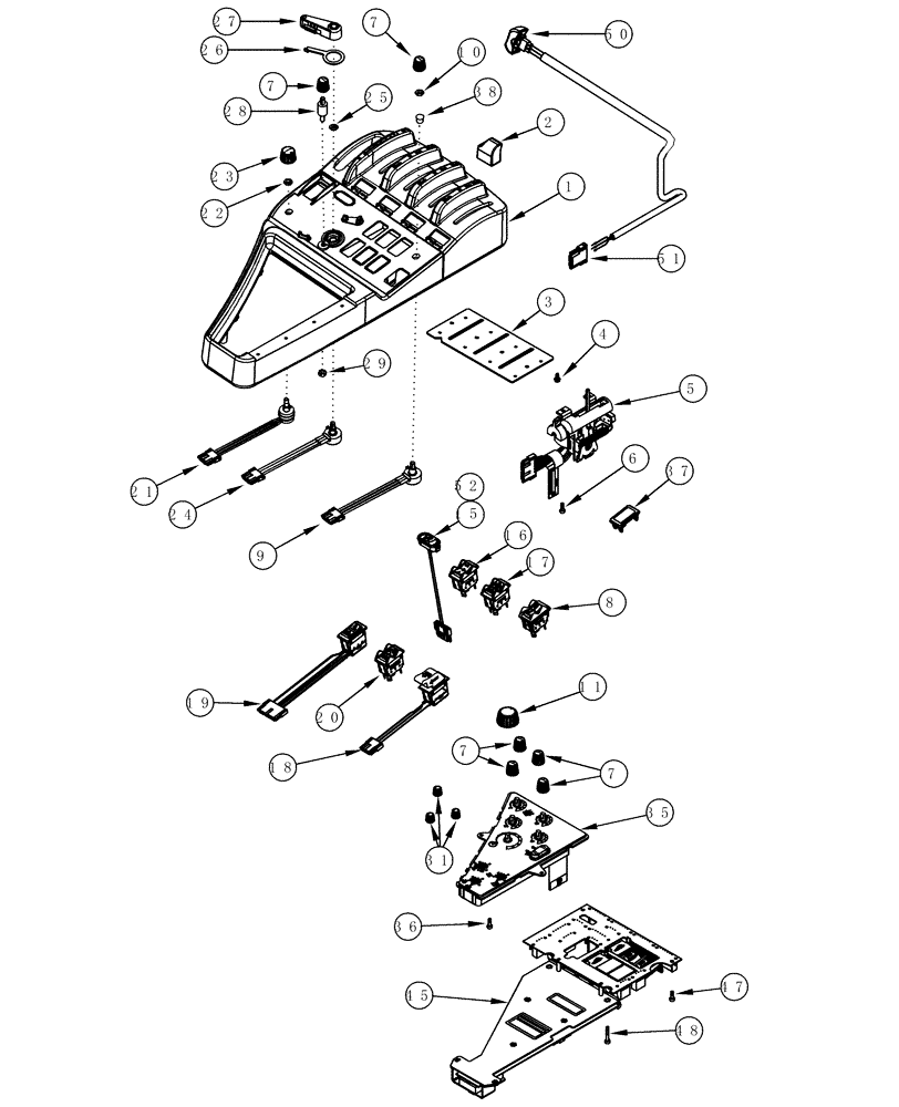 Схема запчастей Case IH MX270 - (04-21) - CONTROLS RIGHT HAND CONSOLE (04) - ELECTRICAL SYSTEMS