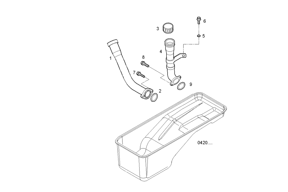 Схема запчастей Case IH F3BE0684R E905 - (2712.019) - OIL DIPSTICK PIPE 