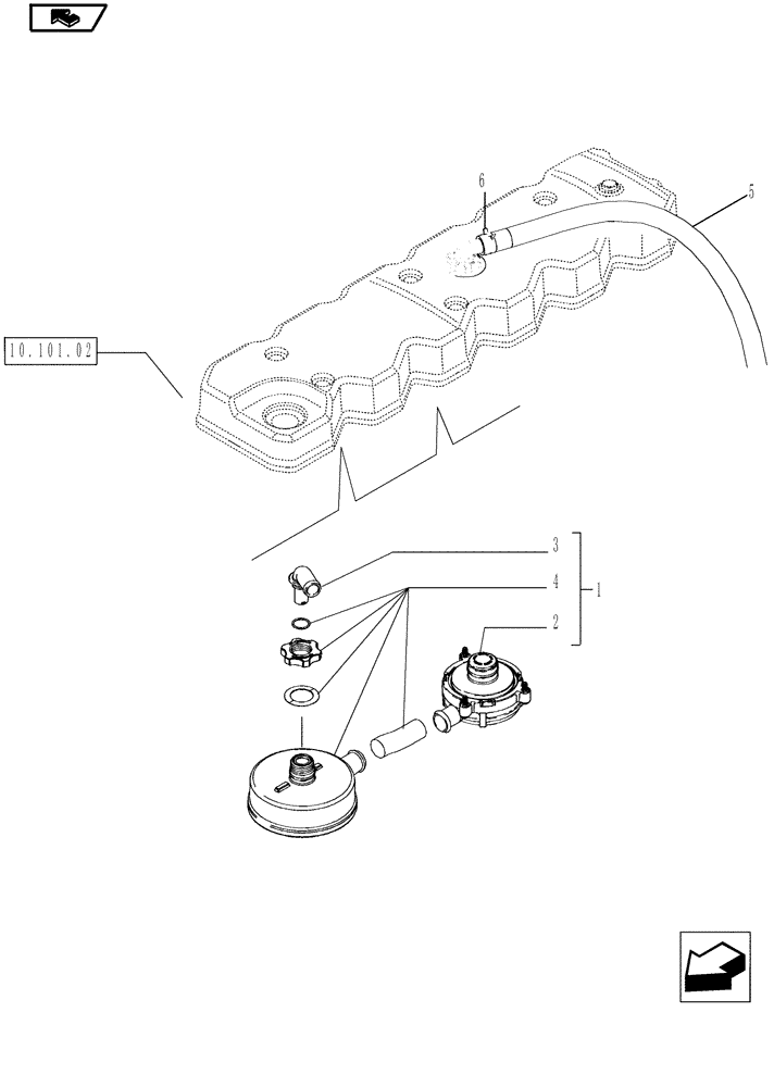 Схема запчастей Case IH MAGNUM 225 - (10.101.03) - CRANKCASE, BREATHER (10) - ENGINE