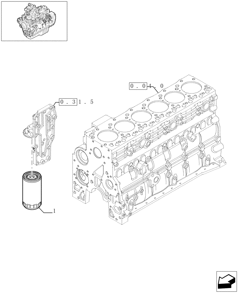 Схема запчастей Case IH F4GE9684C J600 - (0.30.2[01]) - OIL FILTERS - ENGINE (504074042) 