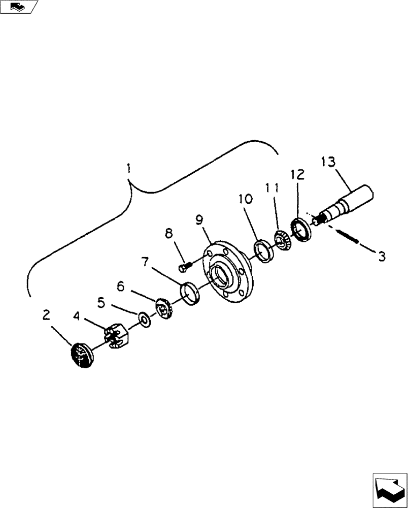 Схема запчастей Case IH 5250 - (44.100.03) - 709 HUB & SPINDLE (44) - WHEELS