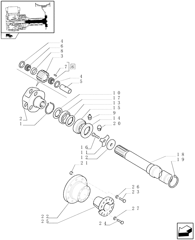 Схема запчастей Case IH PUMA 165 - (1.48.1/06) - (VAR.181-181/1) BAR AXLE 119" FOR EXTREMITY LIGHTS - GEARS AND SHAFT (05) - REAR AXLE