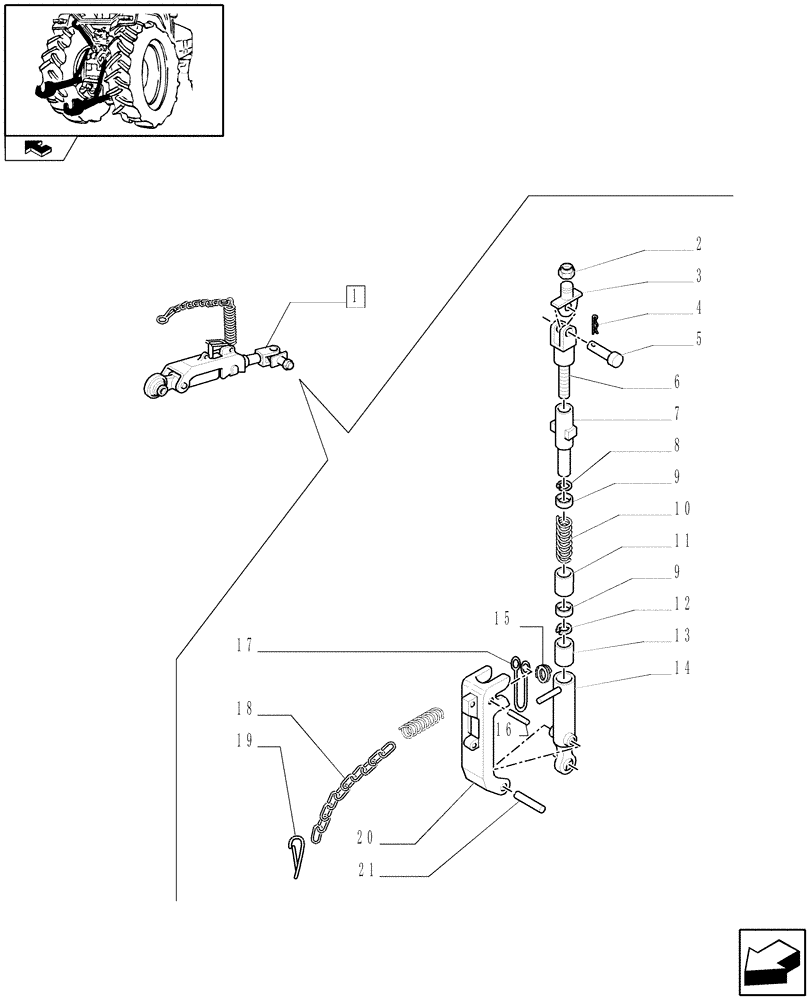 Схема запчастей Case IH PUMA 225 - (1.89.9/01A) - (VAR.754-946) AUTOMATIC LINKAGE STABILIZER - BREAKDOWN (09) - IMPLEMENT LIFT