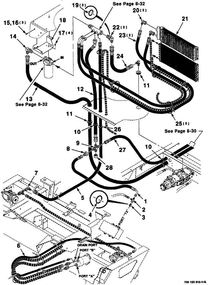 Схема запчастей Case IH 8860 - (08-28) - HYDRAULIC COOLER, FILTER AND MANIFOLD ASSEMBLIES (35) - HYDRAULIC SYSTEMS