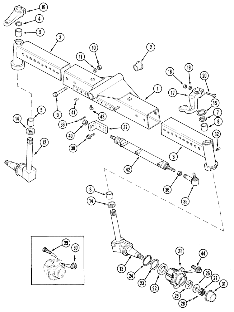 Схема запчастей Case IH 5230 - (5-020) - AXLE ADJUSTABLE 2WD (05) - STEERING