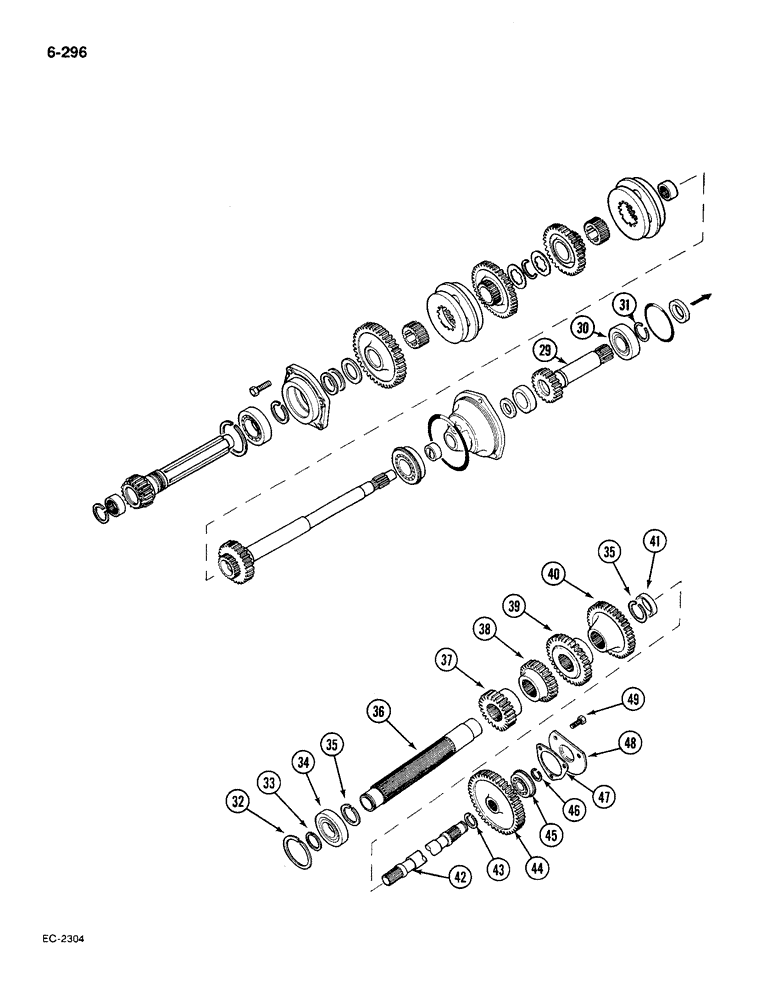 Схема запчастей Case IH 585 - (6-296) - SPEED TRANSMISSION, IN CLUTCH HOUSING, CONTD (06) - POWER TRAIN