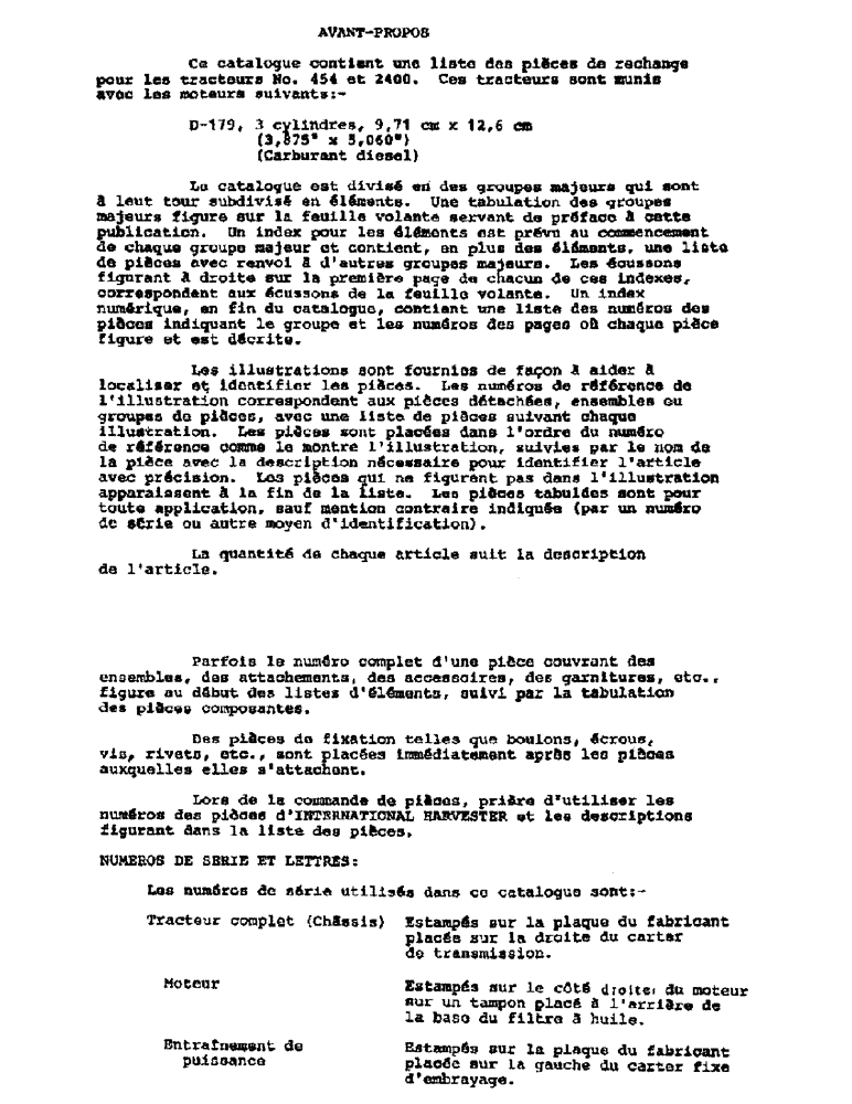 Схема запчастей Case IH 2400 - (0-I) - INTRODUCTION (00) - GENERAL