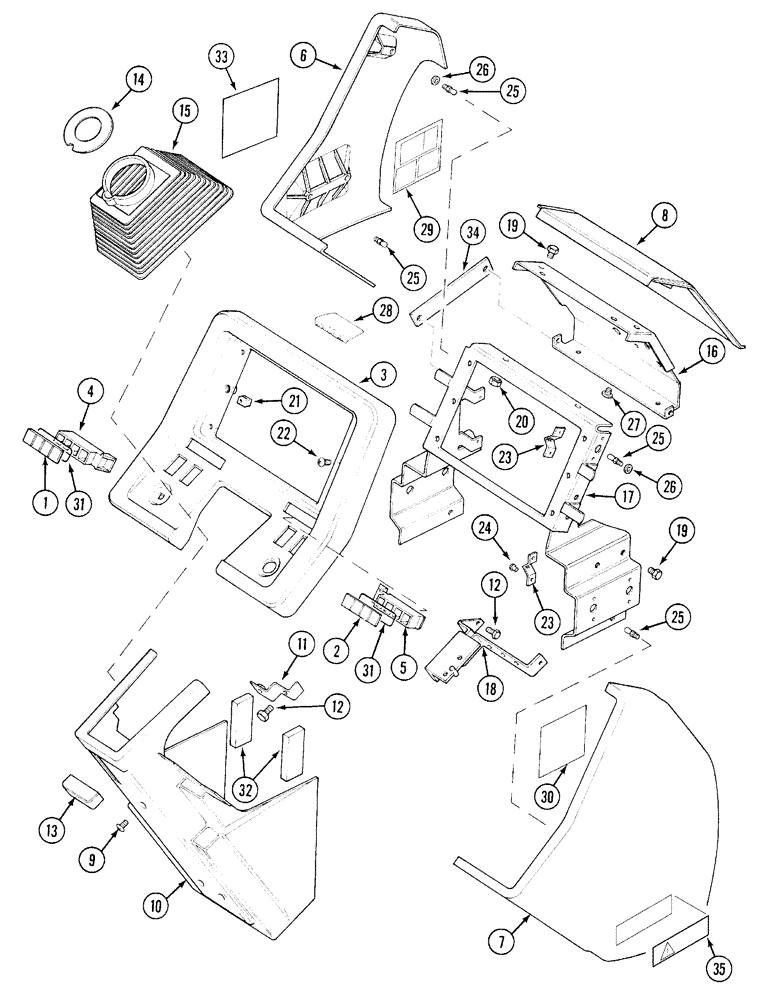 Схема запчастей Case IH 5250 - (9-070) - INSTRUMENT PANEL, CAB VERSION (09) - CHASSIS/ATTACHMENTS