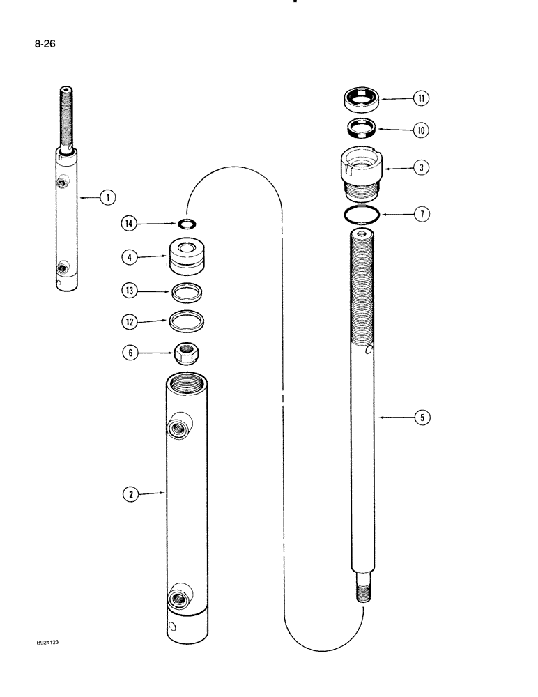 Схема запчастей Case IH 1020 - (8-26) - REEL LIFT MASTER HYDRAULIC CYLINDER, PICKUP REEL W/ PLASTIC OR STEEL TINES PICKUP REEL 30. FT HEADER (35) - HYDRAULIC SYSTEMS