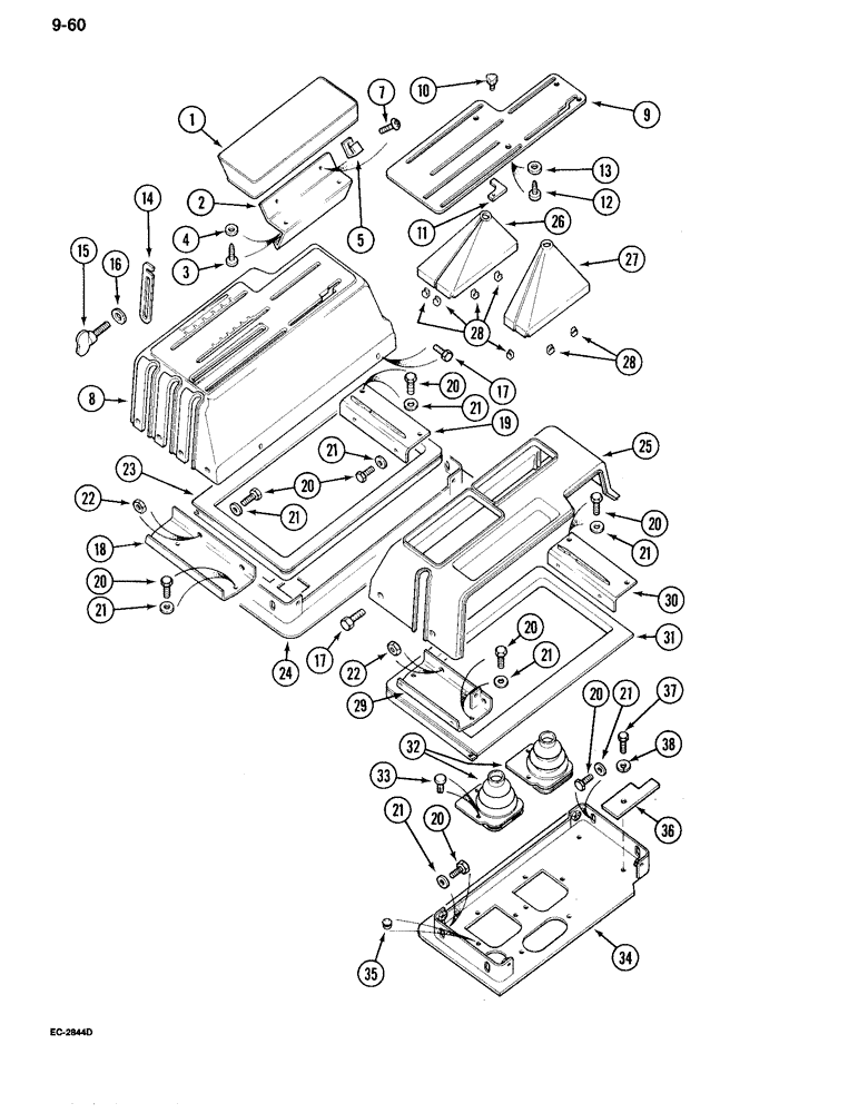 Схема запчастей Case IH 995 - (9-060) - CAB, CONTROL LEVER COVERS AND SUPPORTS (09) - CHASSIS/ATTACHMENTS