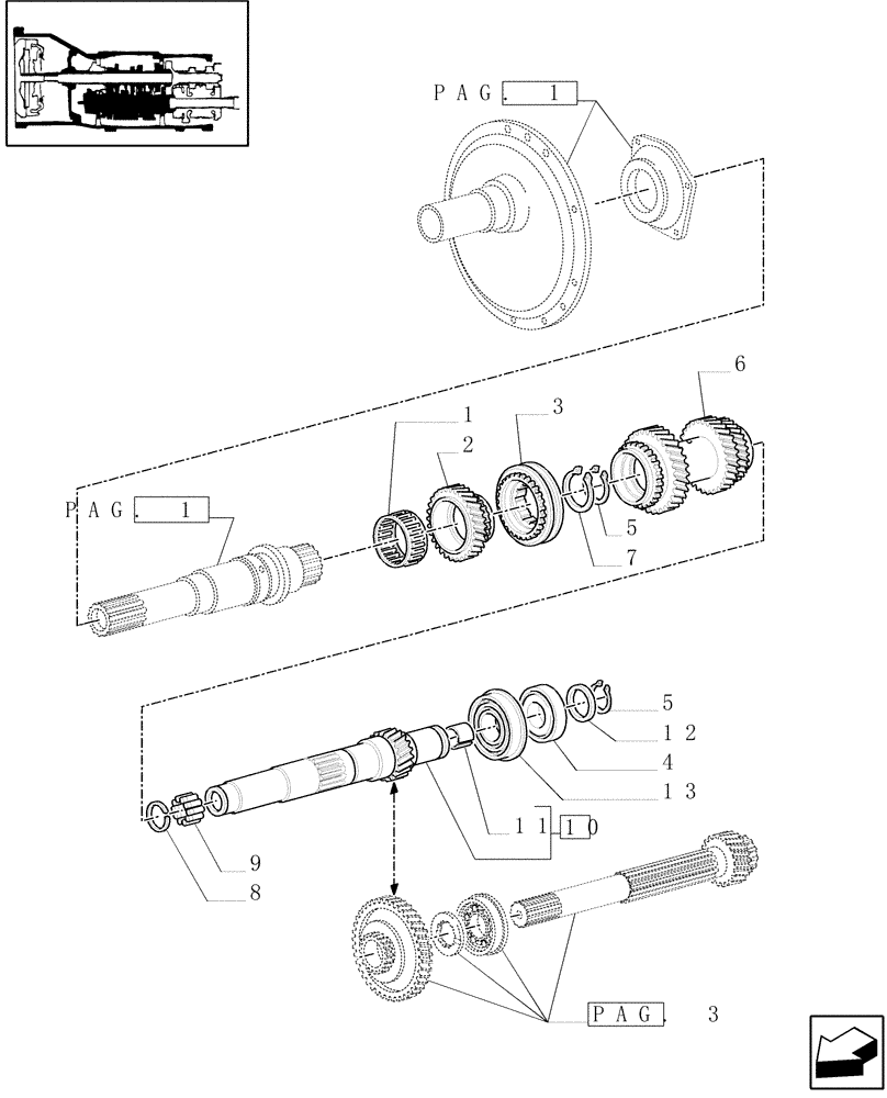 Схема запчастей Case IH MXM130 - (1.28.1[02]) - 20X16 MECHANICAL GEAR BOX (40 KM/H) / TRANSMISSION GEARS (03) - TRANSMISSION