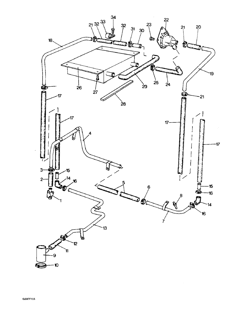 Схема запчастей Case IH 885N - (9-82) - CAB HEATER PIPES AND FITTING, 885Q, 885QH AND 885SK TRACTORS (09) - CHASSIS/ATTACHMENTS