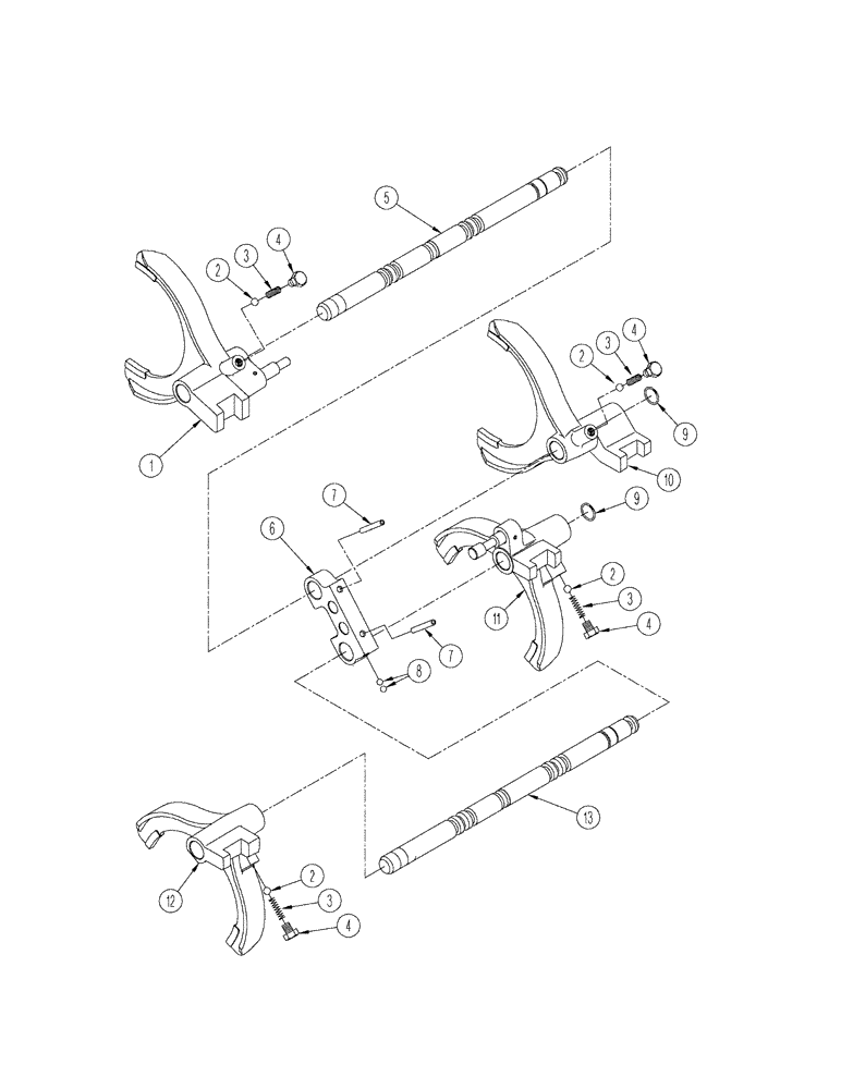 Схема запчастей Case IH STX375 - (06-27) - MANUAL SHIFT TRANSMISSION - SHIFTER FORKS (06) - POWER TRAIN