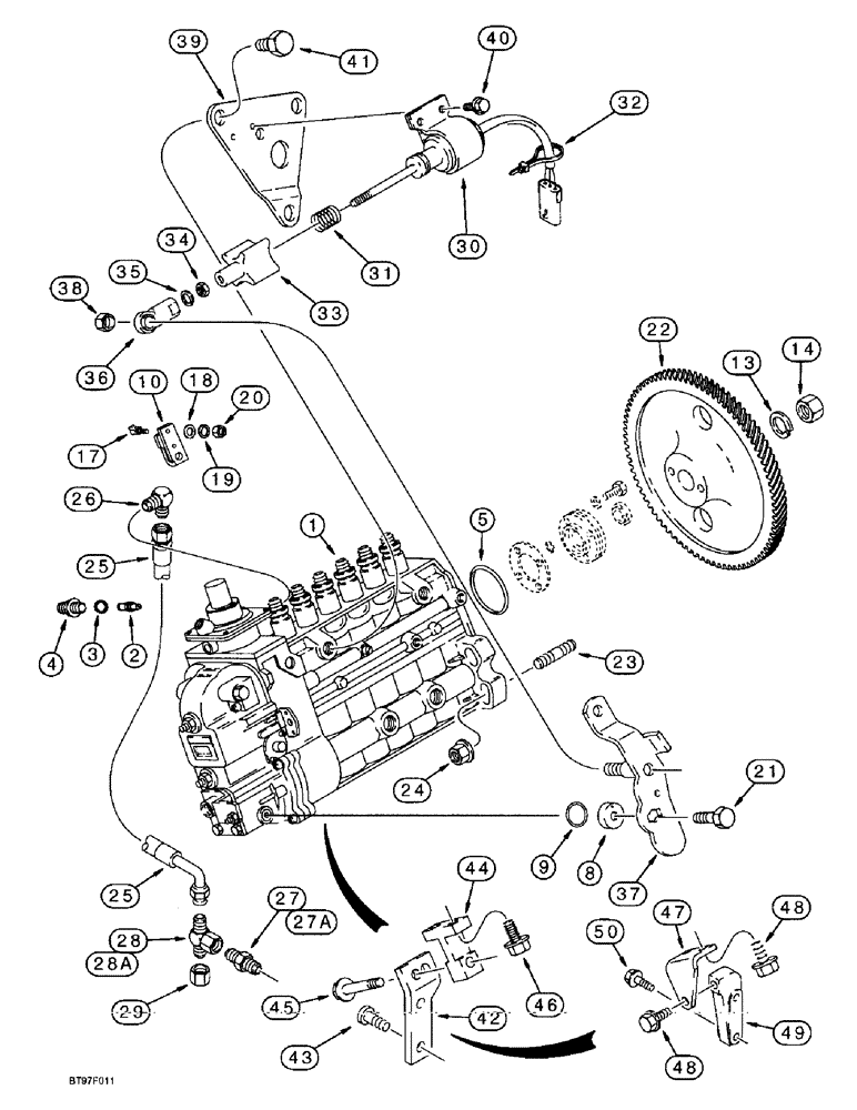 Схема запчастей Case IH 6591TA - (3-14) - FUEL INJECTION PUMP AND DRIVE, 6T-590 AND 6TA-590 EMISSIONS CERTIFIED ENGINE 