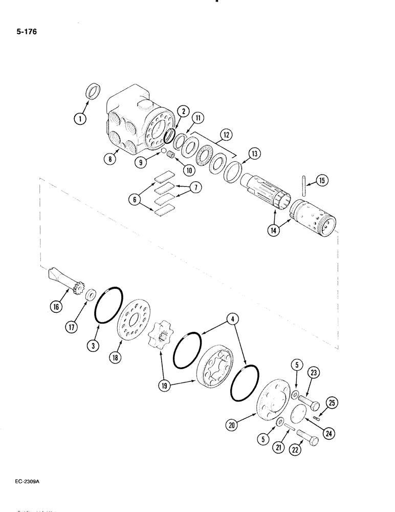 Схема запчастей Case IH 885 - (5-176) - INTEGRAL HYDROSTATIC STEERING VALVE, DANFOSS OSPB 80 OR (05) - STEERING