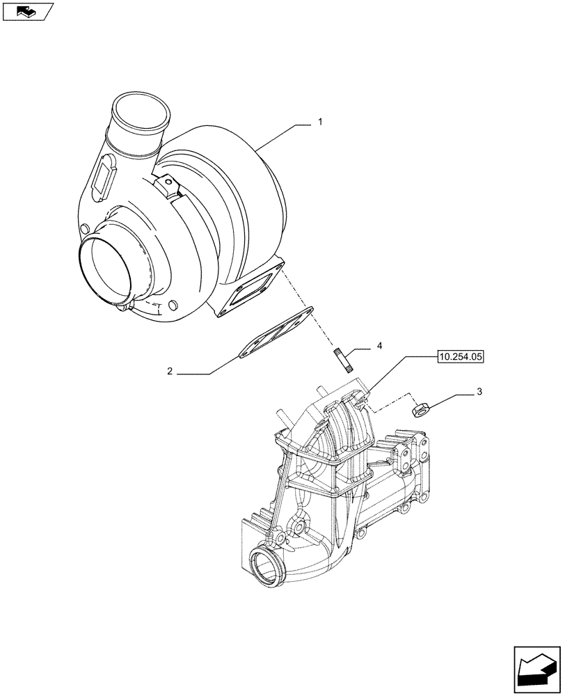 Схема запчастей Case IH F2CFE613J A010 - (10.250.02) - TURBOCHARGER & RELATED PARTS (504382715) 