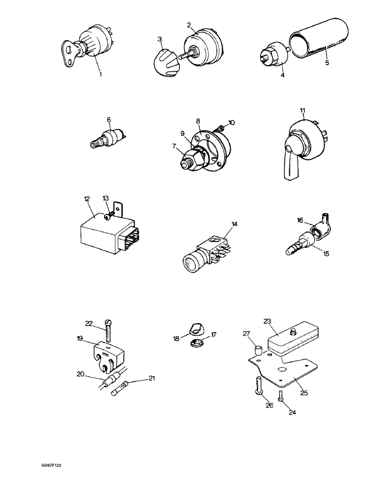 Схема запчастей Case IH 885 - (4-12) - SWITCHES, WARNING LAMPS AND FUSE BOX, 885, 885G, 885H AND 885N TRACTORS (04) - ELECTRICAL SYSTEMS